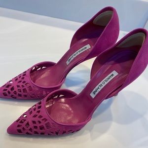 Manolo Blahnik Taylerame Laser Cut Suede Pumps